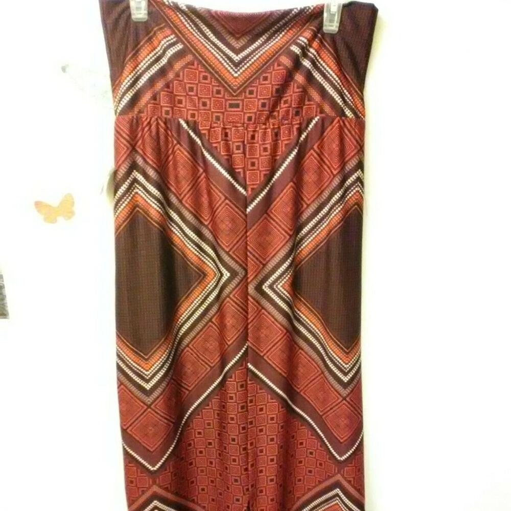Maxi Skirt Purple/red Abstract Notations M/ strapless dress